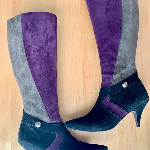 Suede Boots Colourblock Size 8 - Picture 1 of 1